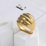 Luxury Gold Wave Shape Stainless Steel Ring for Women | ML053 - Image 2