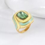 Luxury Rectangular Crystal Ring Gold Stainless Steel Artistic Design Women Ring | G004472 - Image 4