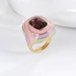 Luxury Rectangular Crystal Ring Gold Stainless Steel Artistic Design Women Ring | G004472 - Image 2