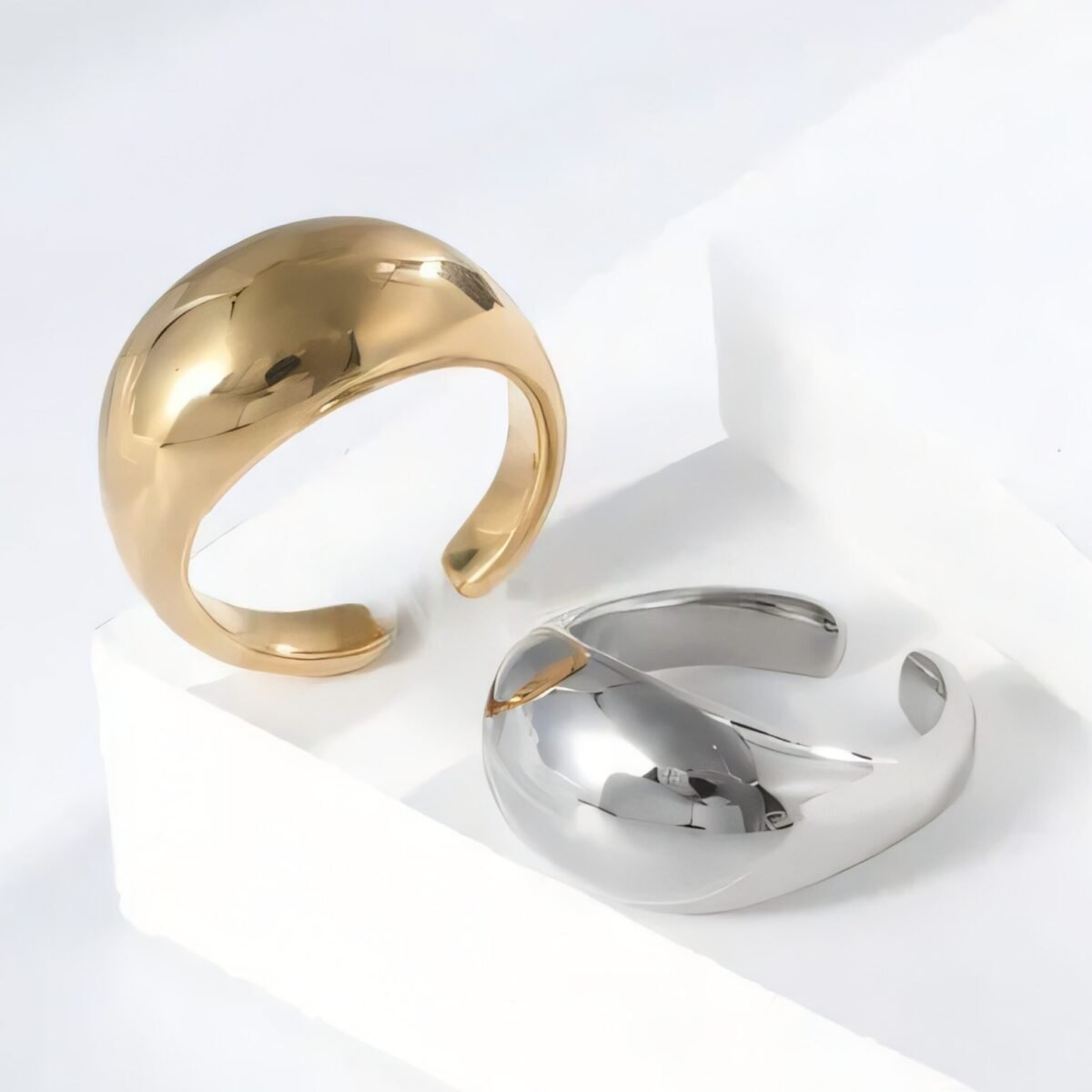 Metallic Gloss Smooth Stainless Steel Ring Women's Delicate Band | G00714 - Image 1