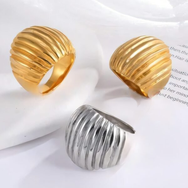 Minimalist Stainless Steel Ripple Ring Classic Fashion Women Ring | G00341
