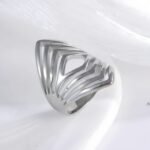 Minimalist Stripe Stainless Steel Ring Golden and Silver Design for Women | DZ448 - Image 4