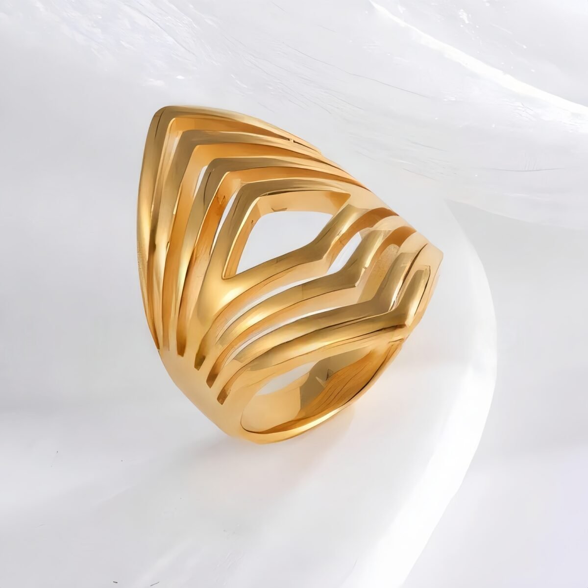 Minimalist Stripe Stainless Steel Ring Golden and Silver Design for Women | DZ448 - Image 2
