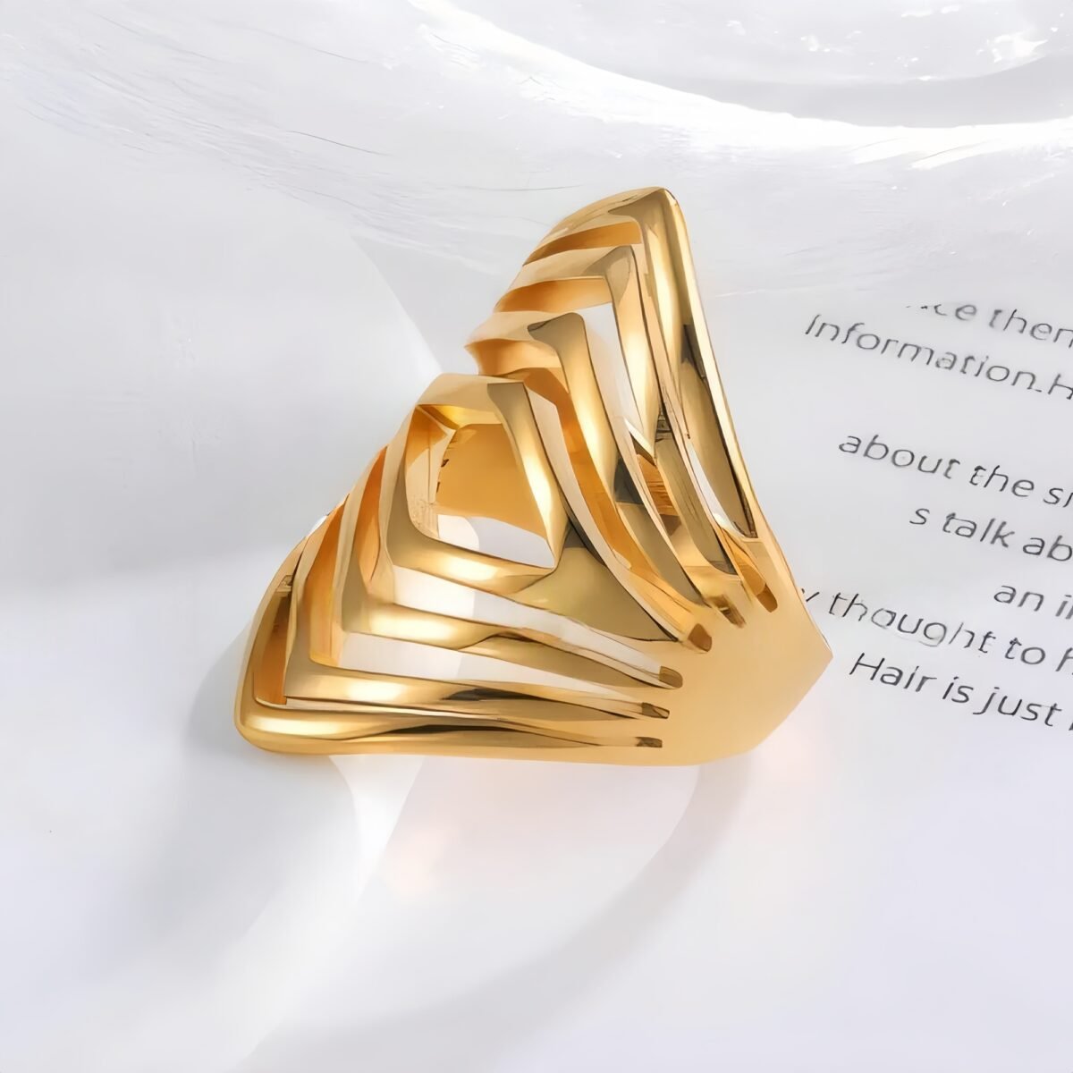 Minimalist Stripe Stainless Steel Ring Golden and Silver Design for Women | DZ448 - Image 3