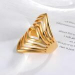 Minimalist Stripe Stainless Steel Ring Golden and Silver Design for Women | DZ448 - Image 3
