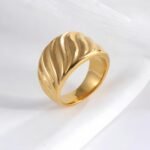Minimalist Wave Ring Women's Two-Tone Gold & Silver Stainless Steel Ring | G00643 - Image 2