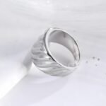 Minimalist Wave Ring Women's Two-Tone Gold & Silver Stainless Steel Ring | G00643 - Image 5