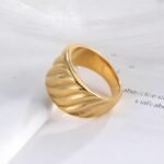 Minimalist Wave Ring Women's Two-Tone Gold & Silver Stainless Steel Ring | G00643 - Image 3