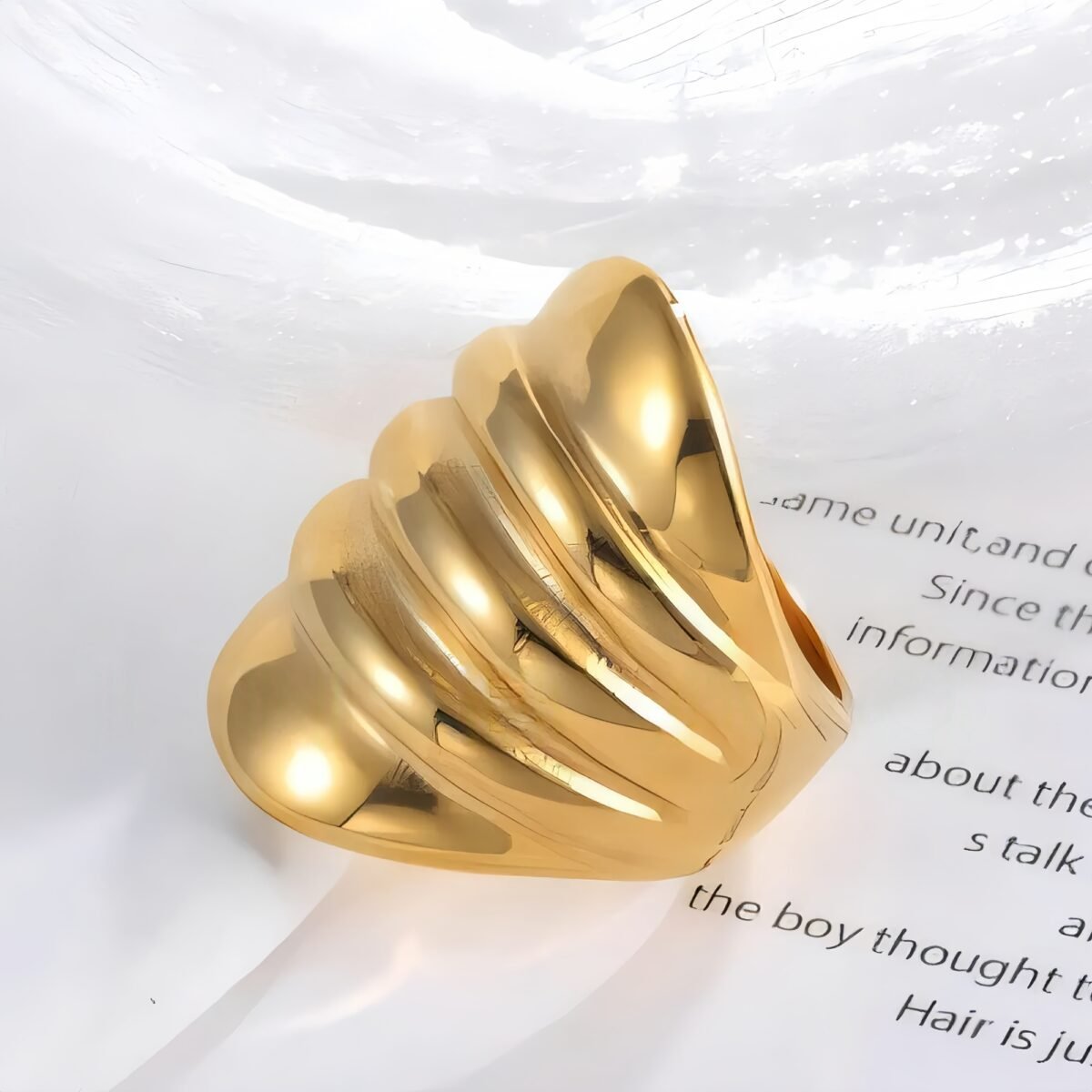 Minimalist Wavy Design Stainless Steel Ring Golden and Silver Styles for Women | G00717G - Image 3