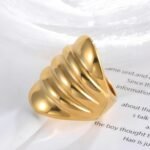 Minimalist Wavy Design Stainless Steel Ring Golden and Silver Styles for Women | G00717G - Image 3