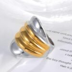 Minimalist Wavy Design Stainless Steel Ring Golden and Silver Styles for Women | G00717G - Image 5