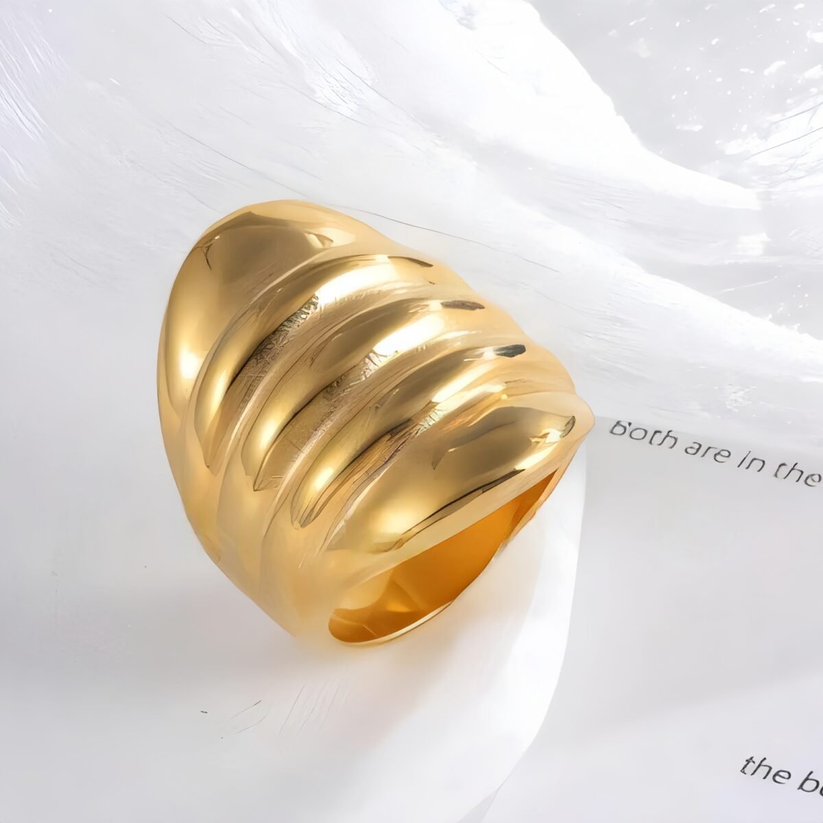 Minimalist Wavy Design Stainless Steel Ring Golden and Silver Styles for Women | G00717G - Image 2