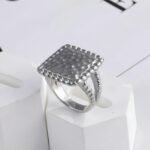 Modern Square Hammered Stainless Steel Ring Simple and Fashionable for Women | G003406 - Image 4