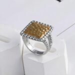 Modern Square Hammered Stainless Steel Ring Simple and Fashionable for Women | G003406 - Image 3