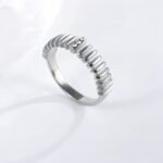 Stainless steel inlaid brick texture ring women's ring | N001500 - Image 5