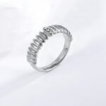 Stainless steel inlaid brick texture ring women's ring | N001500 - Image 4