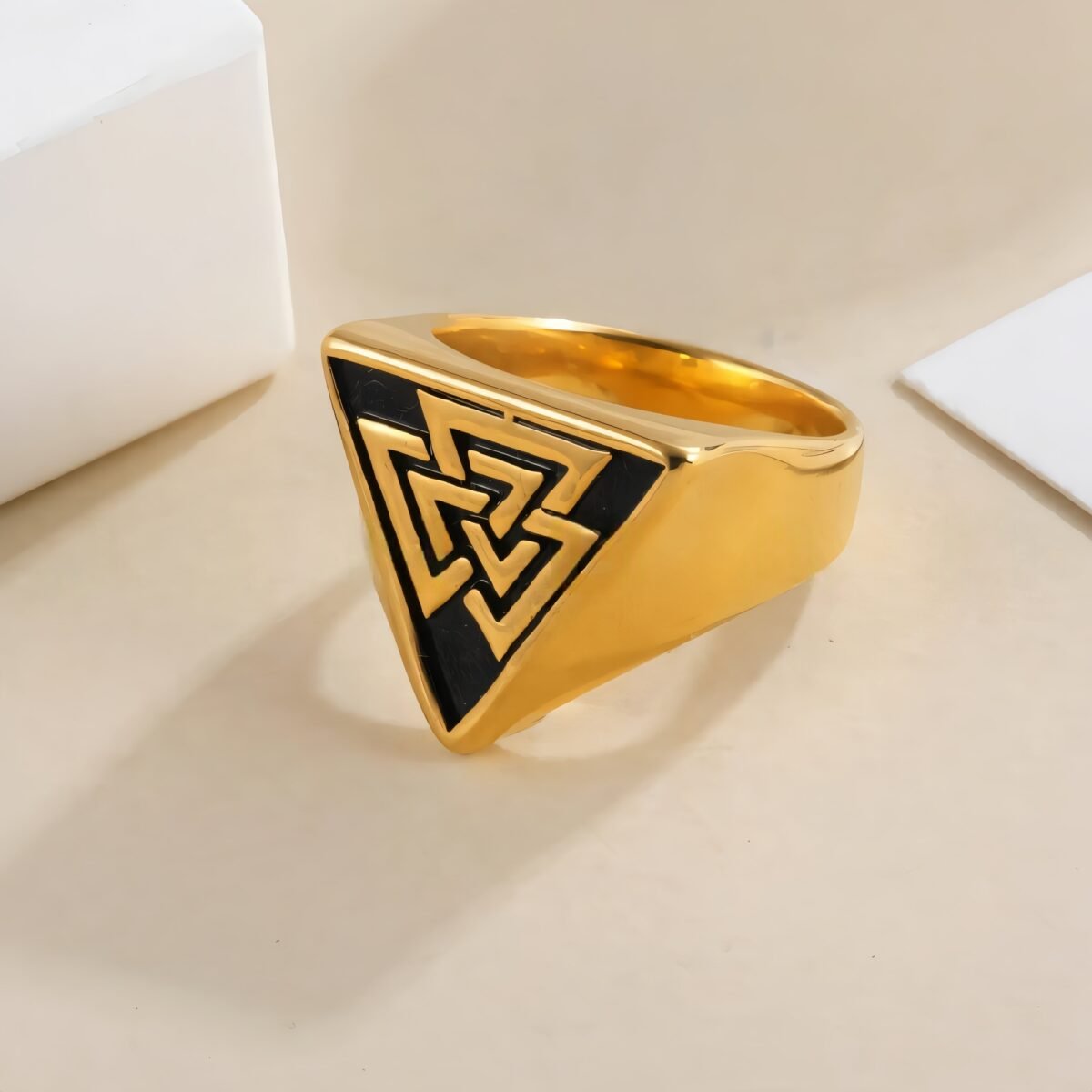 Nordic Retro Triangle Hip Hop Men's Stainless Steel Ring | G00994 - Image 3