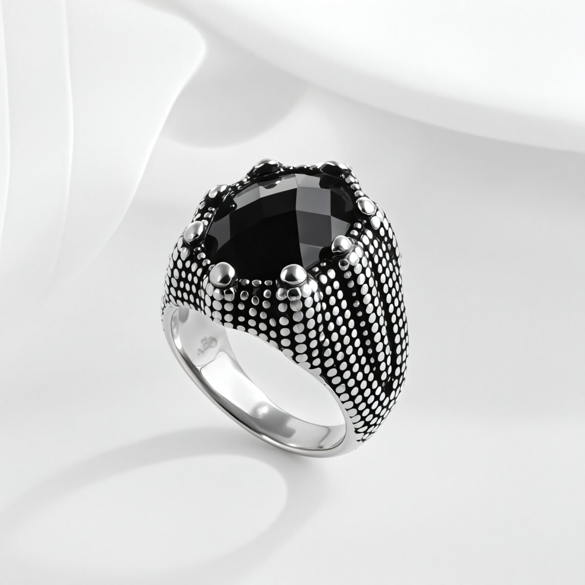 Bold Gemstone Inlay Stainless Steel Retro Ring for Men | BL459 - Image 2