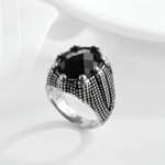 Bold Gemstone Inlay Stainless Steel Retro Ring for Men | BL459 - Image 2