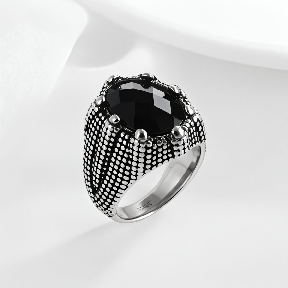 Bold Gemstone Inlay Stainless Steel Retro Ring for Men | BL459 - Image 5