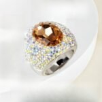 Shiny Rhinestone Inlaid Luxury Personalized Stainless Steel Women's Ring | BL224 - Image 2