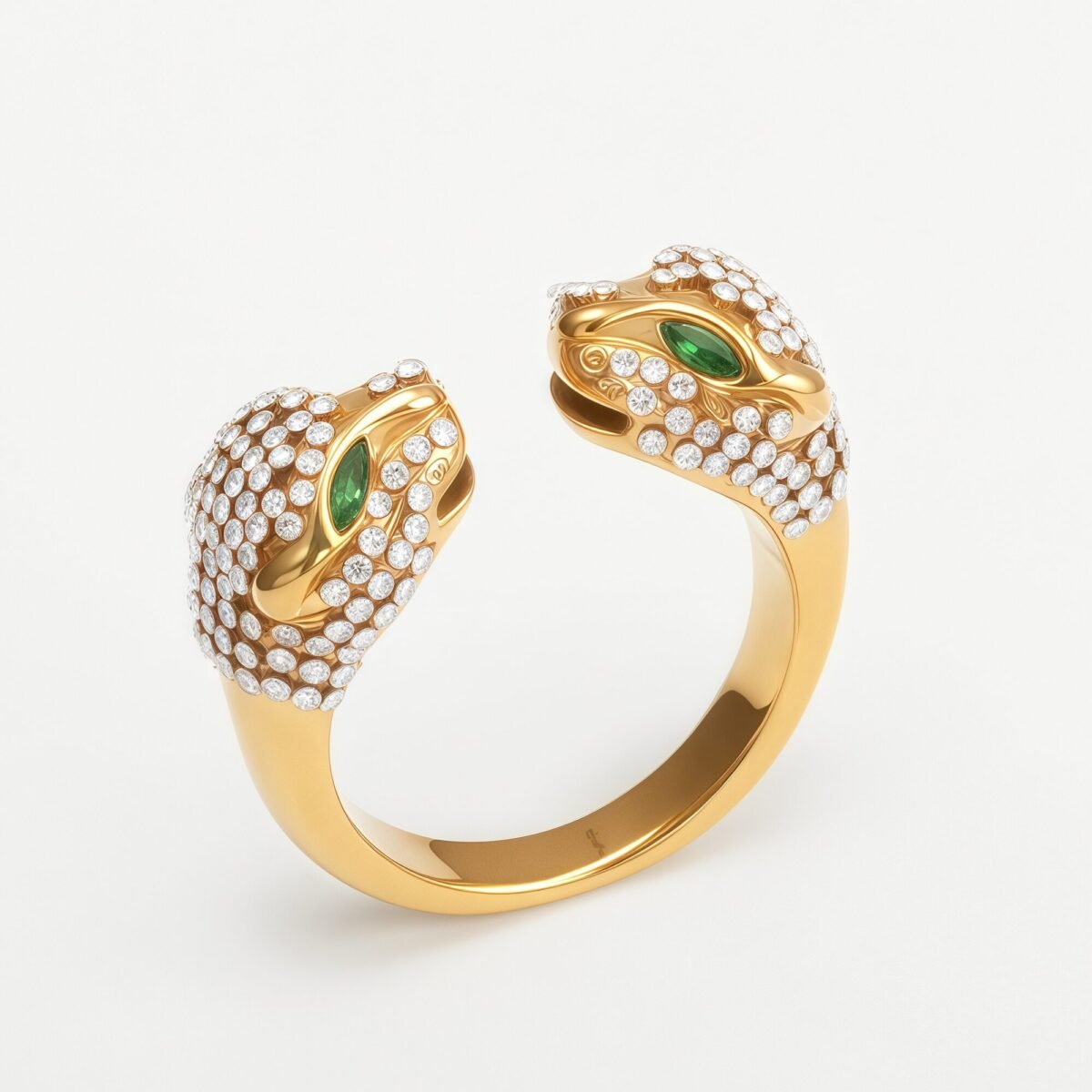 Luxury Leopard Inlay Emerald Diamond Stainless Steel Unisex Ring丨G002495JB - Image 1