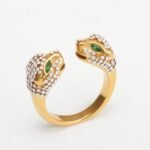 Luxury Leopard Inlay Emerald Diamond Stainless Steel Unisex Ring丨G002495JB