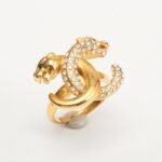 Luxury Leopard Inlay Emerald Diamond Stainless Steel Unisex Ring丨G004093