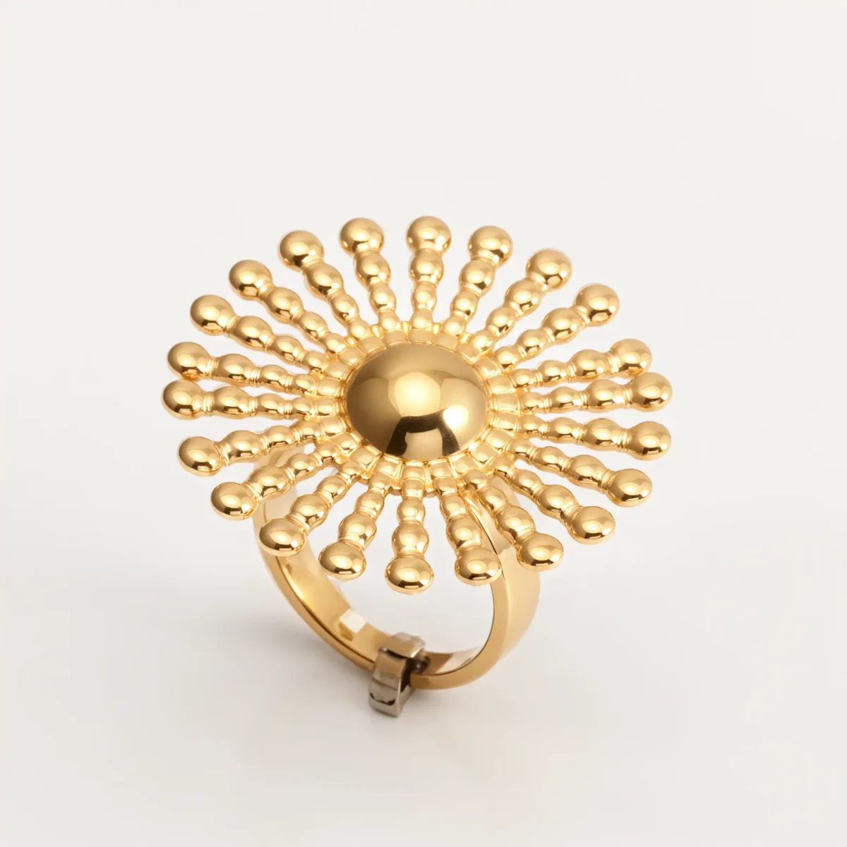 24K Gold - Plated Stainless Steel Women's Ring with Sunflower Design | G005537 - Image 2