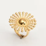 24K Gold - Plated Stainless Steel Women's Ring with Sunflower Design | G005537 - Image 2