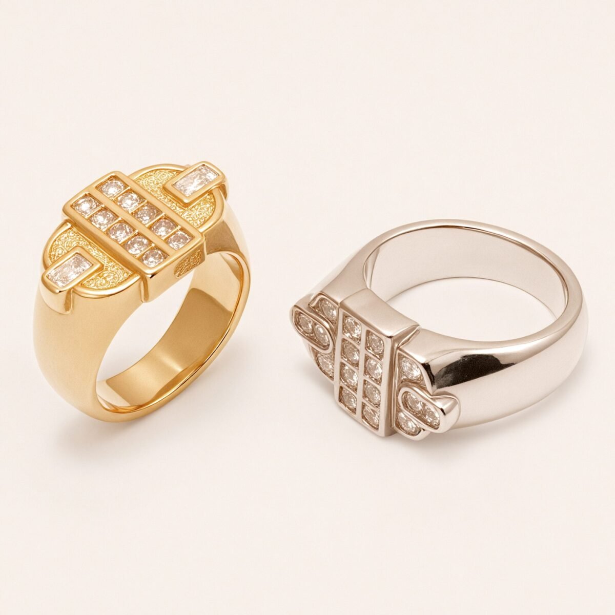 Fashion Square Gemstone Decorative Stainless Steel Ring Unisex Ring | N00719 - Image 1