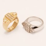 Fashion Square Gemstone Decorative Stainless Steel Ring Unisex Ring | N00719