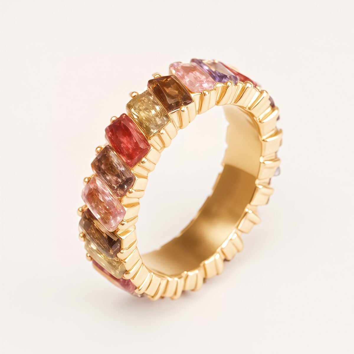 Multicolored Tourmaline 24K Gold-plated Stylish and Unique Women's Ring | N001874J - Image 3