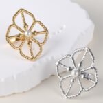 Fashionable And Simple Petal Design Hollow Stainless Steel Women's Ring | K003675
