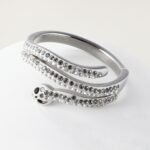 Stylish Diamond-Inlaid Snake-Shaped Silver Stainless Steel Women's Ring丨IBH-47 - Image 2