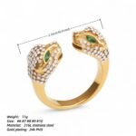 Luxury Leopard Inlay Emerald Diamond Stainless Steel Unisex Ring丨G002495JB - Image 5