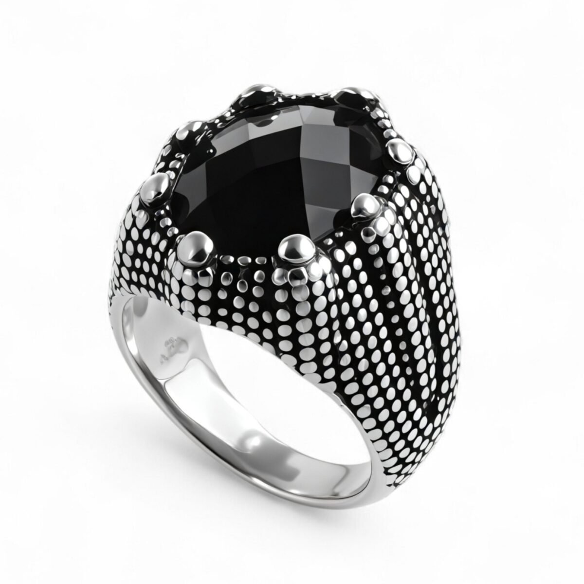 Bold Gemstone Inlay Stainless Steel Retro Ring for Men | BL459 - Image 1