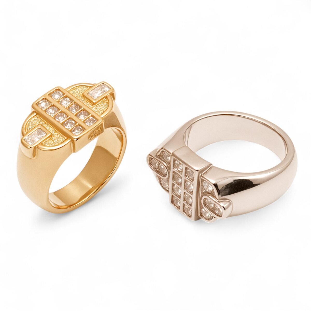 Fashion Square Gemstone Decorative Stainless Steel Ring Unisex Ring | N00719 - Image 6