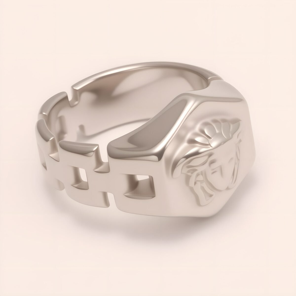Trendy Men's Gold - colored Stainless Steel Ring with Embossed Medusa Motif | G00207JT - Image 6