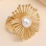 Retro Metal Sunflower Pearl - Inlaid Ring - Trendy Women's Exquisite Accessory | G006430J - Image 2