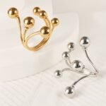 Modern Stainless Steel Cluster Ring with Multiple Spheres Women Ring | G002239 - Image 2