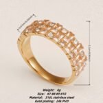 Vintage Champagne Diamond Stainless Steel Luxury Women's Ring | N001995J - Image 2