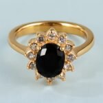 Stylish Black Gemstone Flower-Shaped Stainless Steel Women's RingحBL504J - Image 2
