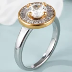 Elegant Design Round Gemstone Stainless Steel Women's RingحPL34G - Image 2