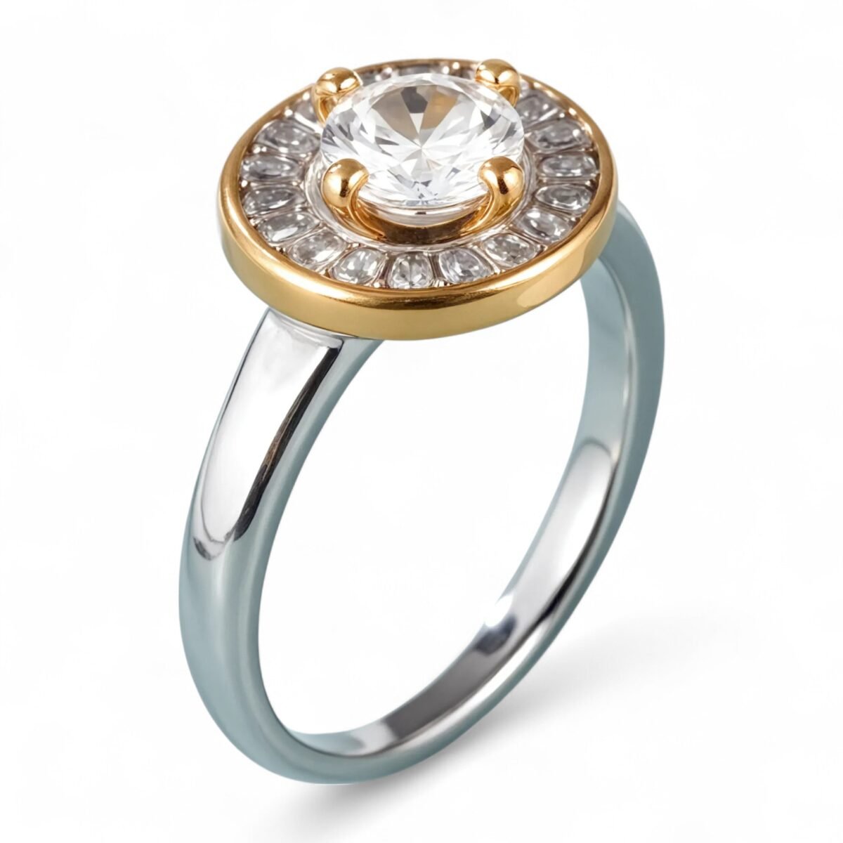 Elegant Design Round Gemstone Stainless Steel Women's RingحPL34G - Image 1