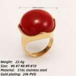 Multi - colored Gemstone Gold Ball Ring, Fashionable and Unique Women's Ring | BL87JS - Image 4
