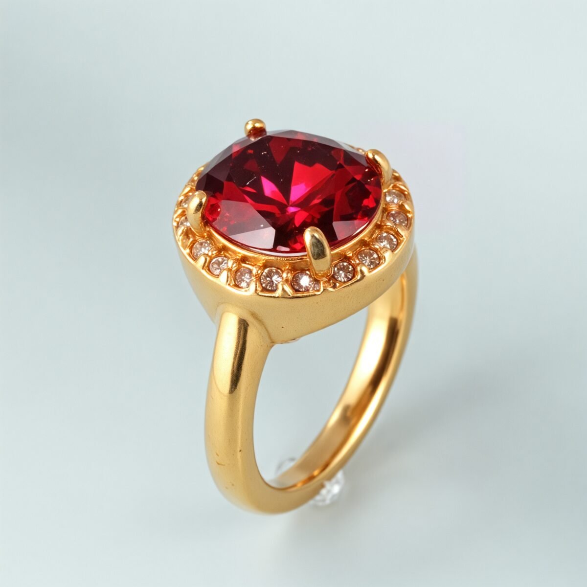 Elegant Gold Diamond-Encrusted Gemstones Stainless Steel Women's Ring丨PL50J - Image 2
