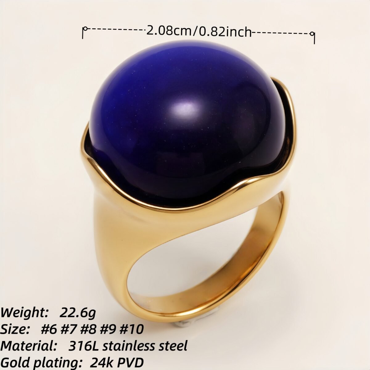 Multi - colored Gemstone Gold Ball Ring, Fashionable and Unique Women's Ring | BL87JS - Image 12