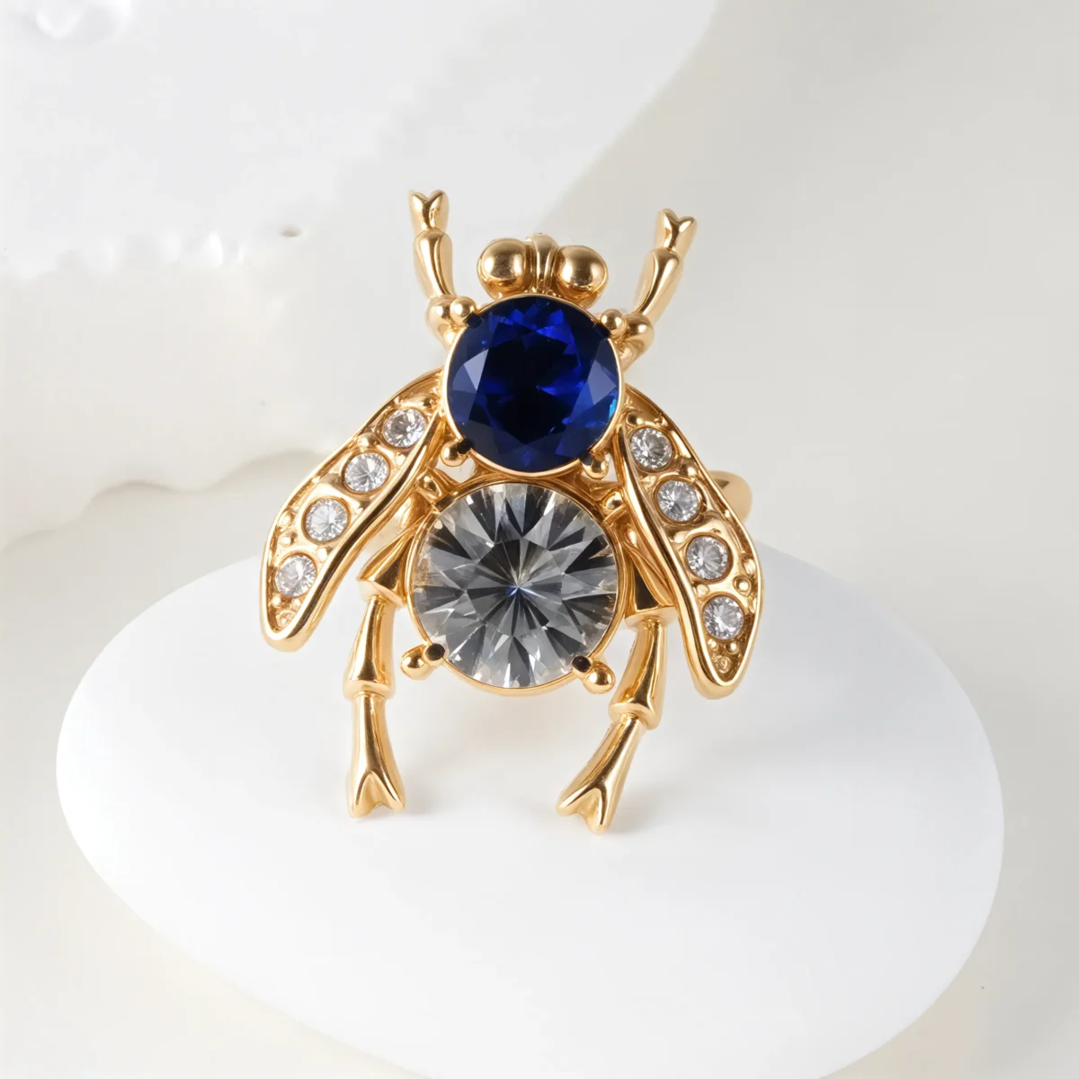 Luxury Gemstones Embellished With Cicada-Shaped Stainless Steel Women's Waterproof Ring丨K003673 - Image 6