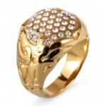 Luxury Design Gold Stainless Steel Ring With Sparkling Diamonds丨G005260